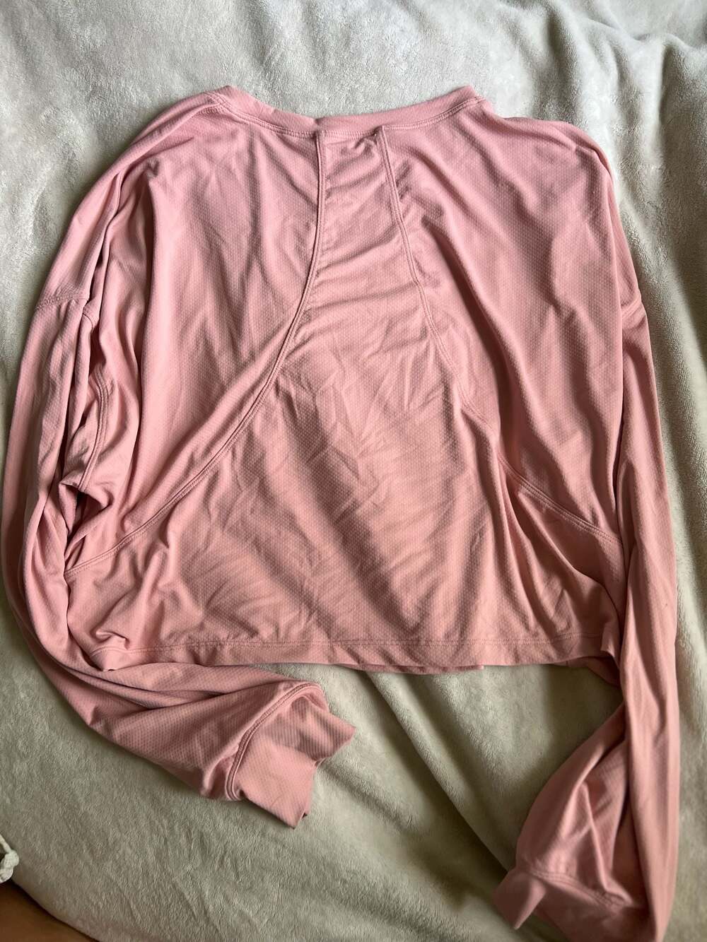Pink Lululemon doupe Long Sleeve Cropped Athletic Top